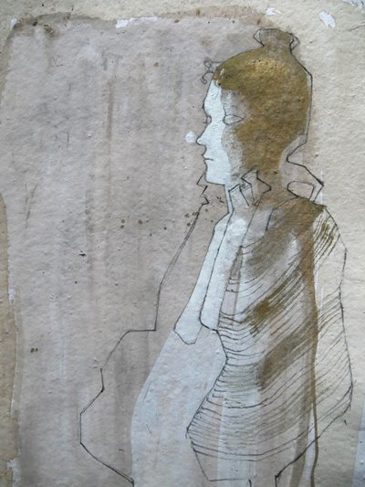 Thoughtful Profile Drawing by Doris Schmitz