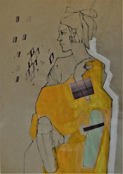 Thoughtful Yellow Portrait by Doris Schmitz