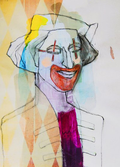 Whimsical Clown Portrait by Doris Schmitz