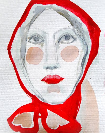Woman In Red Hood by Doris Schmitz