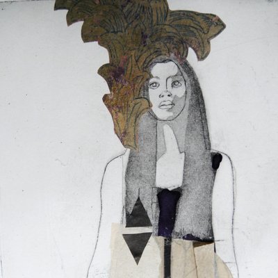 Woman With Golden Leaves by Doris Schmitz