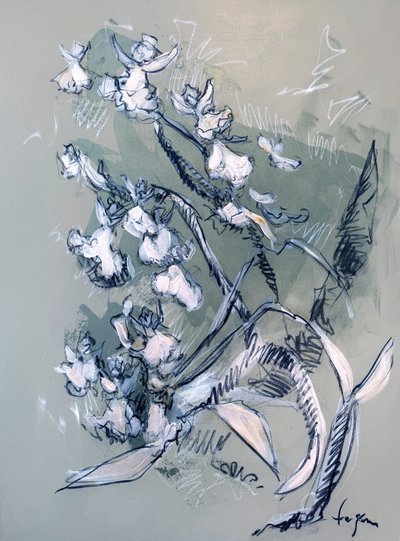 Abstract White Flowers by Dorothy Fagan