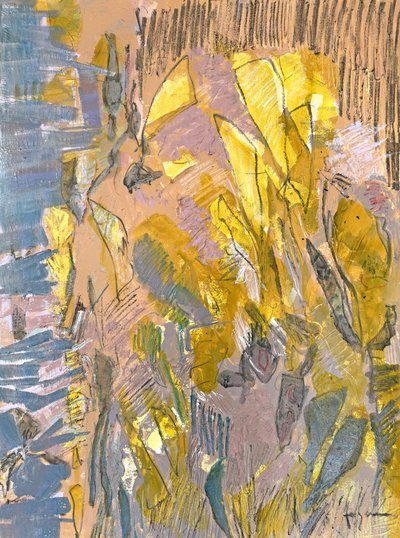 Golden Abstract Landscape by Dorothy Fagan