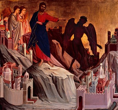 Temptation on Mount (detail) by Duccio di Buoninsegna