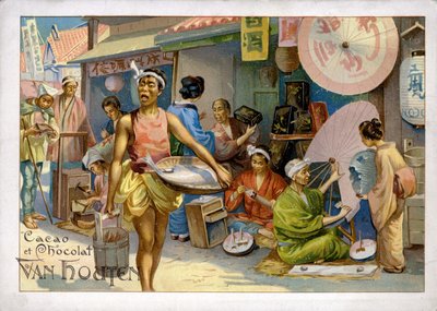 Asian market scene by Dutch School