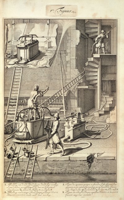 Firefighting Machinery, from a Book on Firefighting in Holland, Published c.1700 by Dutch School