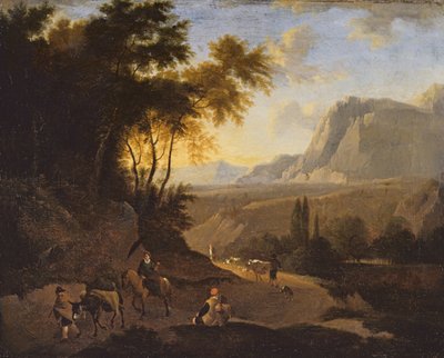 Mountain Landscape with Figures by Dutch School