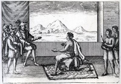 The Meeting of Queen Nzinga of Ndongo and Joao Correia de Sousa the Portuguese Governor of Luanda in 1622 by Dutch School