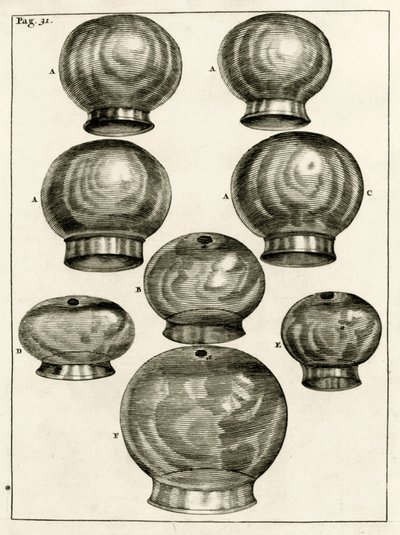 Various cupping glasses, from Exercitationes Practicae circa Medendi Methodum by Frederik Dekkers, 1694 by Dutch School