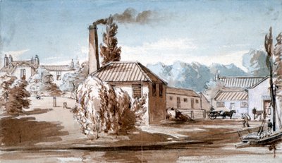 View of Stephenson and Giles Starch Works at Old Ford, Bow, London by E Noyce
