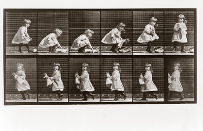 Child playing with doll, Plate 481 from Animal Locomotion by Eadweard Muybridge