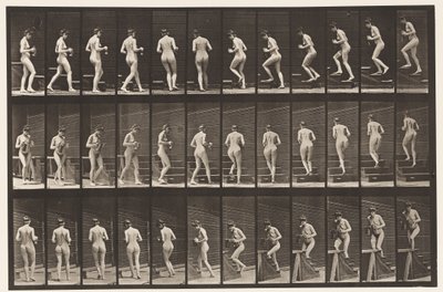 Turning and Ascending Stairs, Pitcher & Goblet in Hands by Eadweard Muybridge