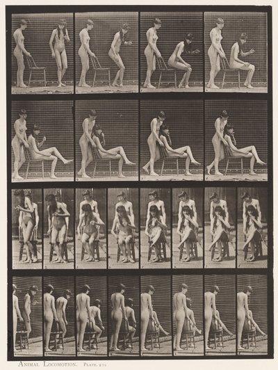 Plate 239. Two Models, One Standing, the Other Sitting, Crossing Legs by Eadweard Muybridge