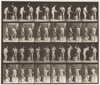 Blacksmith, Two Models, Hammering on Anvil by Eadweard Muybridge