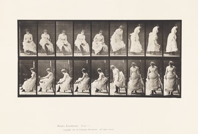 Plate 422. Toilet; Putting on Shoes and Rising from Chair, 1885 by Eadweard Muybridge