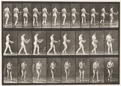 Walking, Sprinkling Water from Basin, Turning Around by Eadweard Muybridge