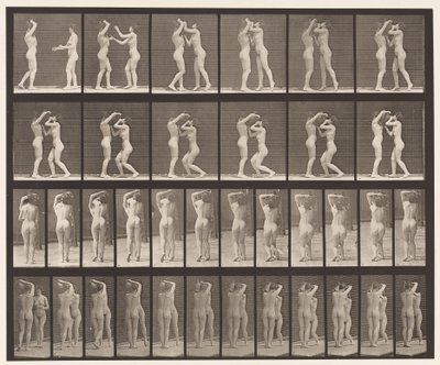 Plate 445. Two Models-8 Drinking from Water-Jar on Shoulder of 1 by Eadweard Muybridge
