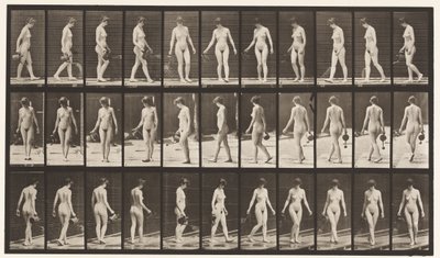 Walking, and Turning Around, Using Sprinkling Pot by Eadweard Muybridge