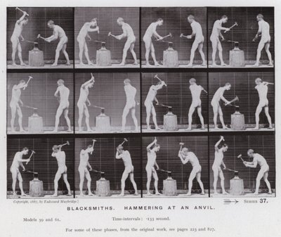 The Human Figure in Motion: Blacksmiths, hammering at an anvil by Eadweard Muybridge