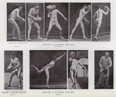 The Human Figure in Motion: Heaving a 75-pound boulder; Heaving a 20-pound boulder by Eadweard Muybridge
