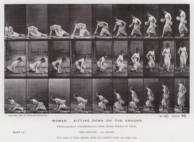 The Human Figure in Motion: Woman, sitting down on the ground by Eadweard Muybridge