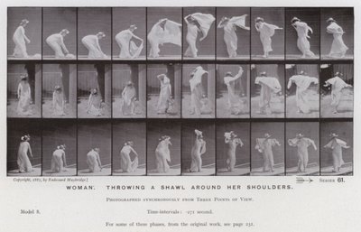 The Human Figure in Motion: Woman, throwing a shawl around her shoulders by Eadweard Muybridge