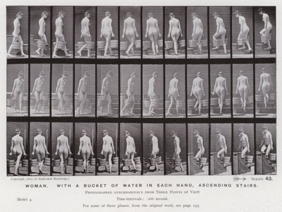 The Human Figure in Motion: Woman, with a bucket of water in each hand, ascending stairs by Eadweard Muybridge