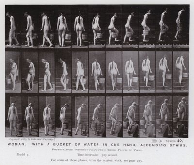 The Human Figure in Motion: Woman, with a bucket of water in one hand, ascending stairs by Eadweard Muybridge