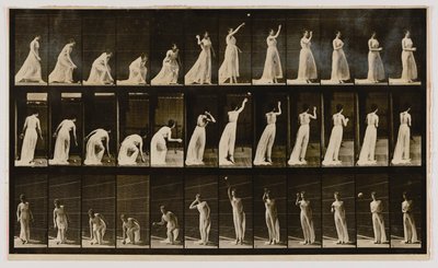 Woman Picking Up a Ball and Throwing It, from the Book Animal Locomotion by Eadweard Muybridge