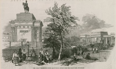 The Great Wellington Statue and Arch as it Would Appear from the Green Park, Piccadilly by Ebenezer Landells