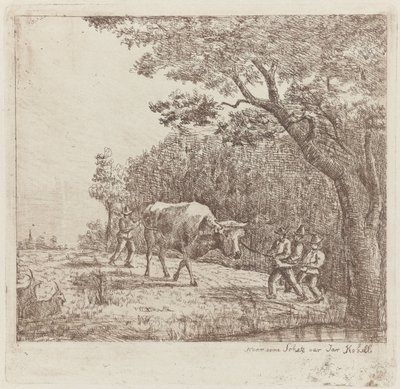 Four Men and a Bull by Eberhard Cornelis Rahms
