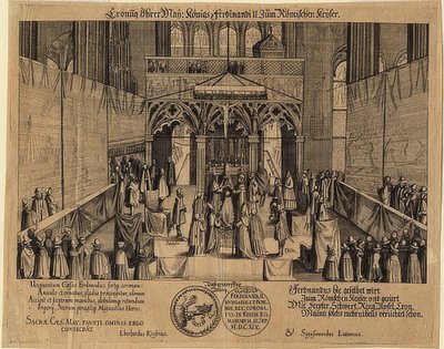 The Coronation of King Ferdinand II as Holy Roman Emperor. 1619 by Eberhard Kieser