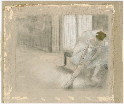 Dancer Seated, Readjusting her Stocking by Edgar Degas