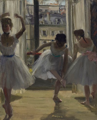Dancers in an Exercise Room, Three Dancers by Edgar Degas