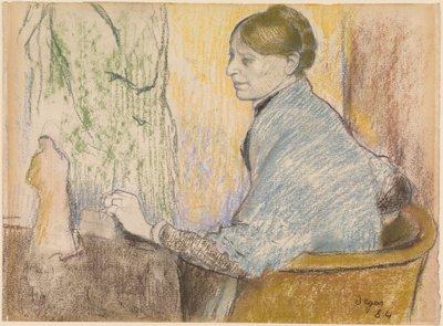 Madame Henri Rouart in an Armchair Before a Small Table with a Tanagra Statuette by Edgar Degas
