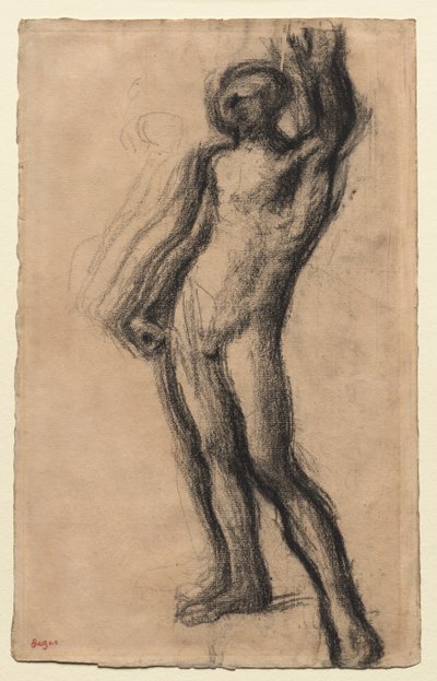 Nude Man Standing, with Left Hand Raised by Edgar Degas