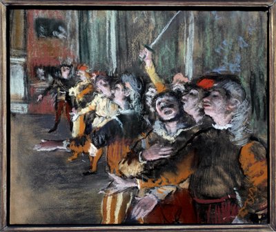 Pastel extras or chorists on monotype by Edgar Degas by Edgar Degas