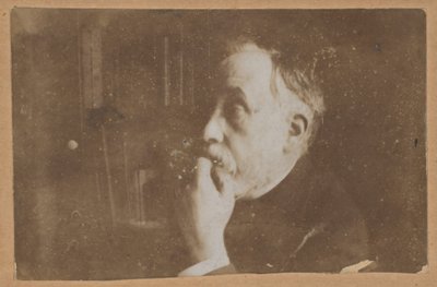 Self-Portrait in Library (Hand to Chin) by Edgar Degas