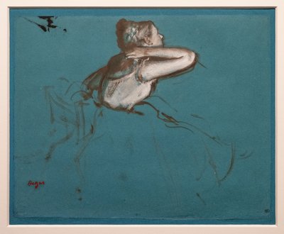 Sitting dancer turned to the right (study for the seated figure of “Repetition de ballet sur la scène”) by Edgar Degas