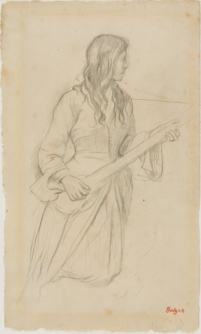 Young Woman Playing a Mandolin, Study for Portrait of Mlle. Fiocre in the Ballet 