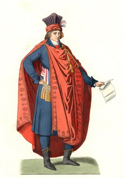 Costume of a Representative of the People, France 18th century, after a contemporary engraving - Lithography based on an illustration by Edmond Lechevallier-Chevignard, extracted from Costumes historiques des 16e by Edmond Lechevallier Chevignard