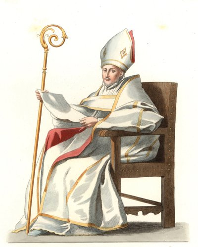 Spanish Eveque 16th Century, Lithography Based on an Illustration by Edmond Lechevallier-Chevignard (1825-1902), from 