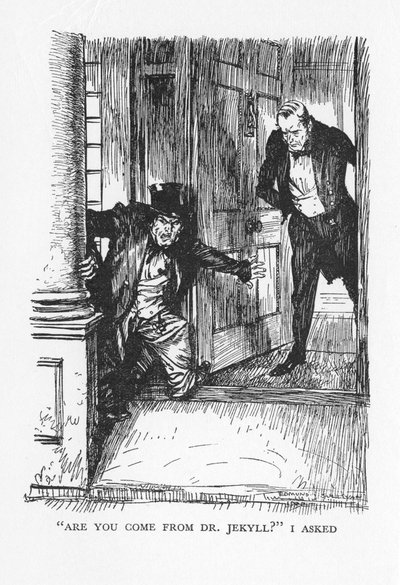 Scene from The Strange Case of Dr Jekyll and Mr Hyde by Robert Louis Stevenson by Edmund Joseph Sullivan