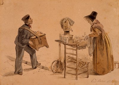 A Man with a Barrel Organ and a Coffee Seller, 1828 by Edmund Thomas Parris