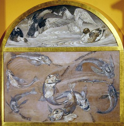 Diptych: Fish and ducks in a pond by Edoardo Gioja