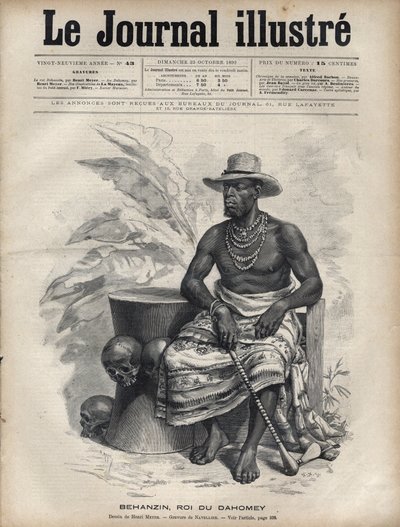 Portrait of Behanzin (1844-1900), King of Dahomey (Benin) - Engraving by Navellier in 