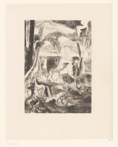 Landscape with Palm Trees and Bathing Figures by Edouard Léon Louis Edy Legrand (attributed to)