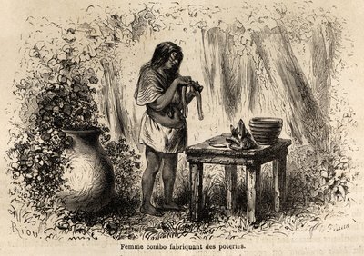 Manufacture of pottery by a Conibo Indian from Peru by Edouard Riou
