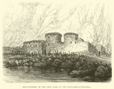 Mud-Fortress on the Left Bank of the Huilcamayo-Urubamba by Edouard Riou