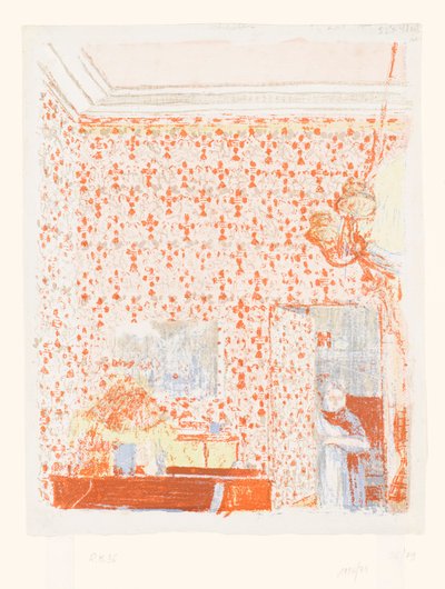 Interior with Pink Wallpaper I by Edouard Vuillard